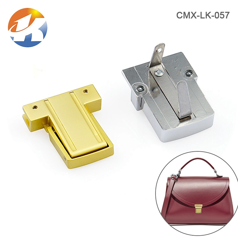 Popular Silver And Gold Double Colors Metal Push Bag Lock