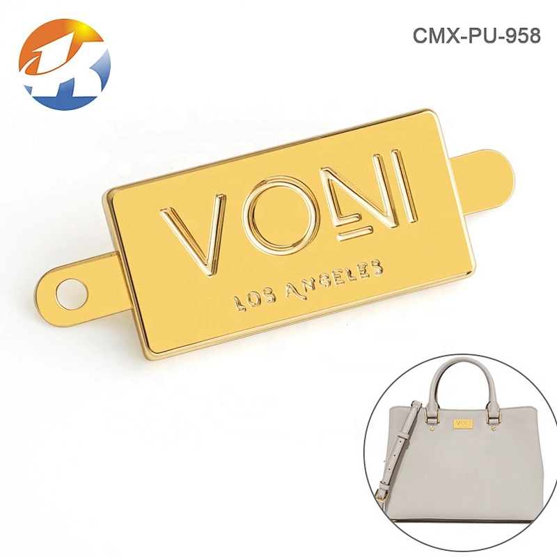 Zinc Alloy Die Cast Metal Engraved Logo Label, Custom Gold Metal Plate Logo for Handbag