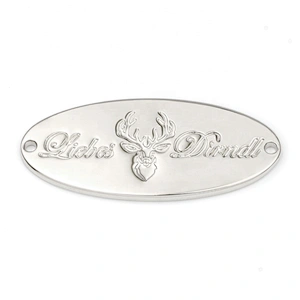 Oval Shape Sewing Garment Metal Swimwear Label, Clothing Label Custom Swimwear Metal Logo For Cloth