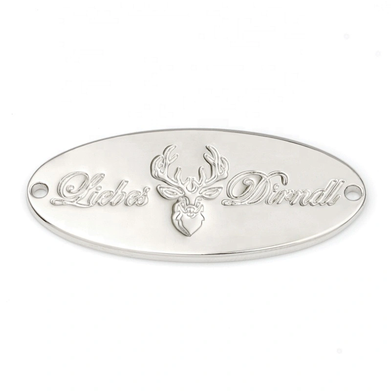 Oval Shape Sewing Garment Metal Swimwear Label, Clothing Label Custom Swimwear Metal Logo For Cloth