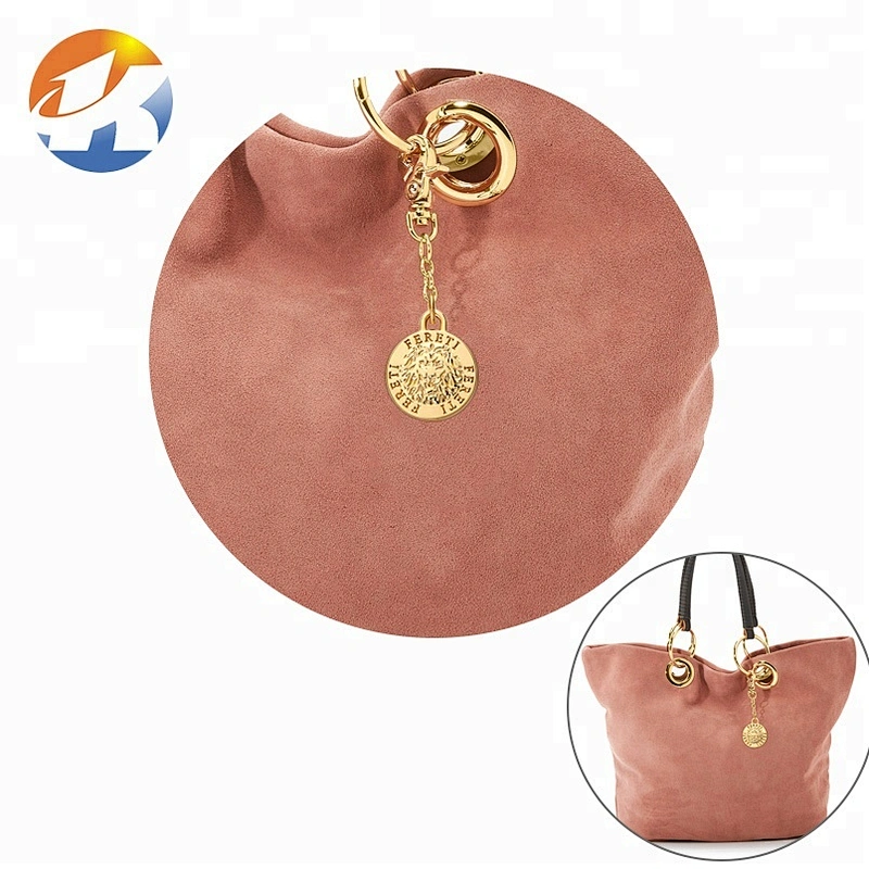 Design Round Shape with Ring Gold Metal Logo, Custom Hang Metal Name Tag for Handbags