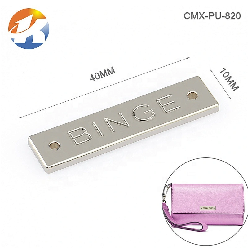 China Manufacturer Custom Metal Name Plate For Clothing, Swing Black Metal Label for Garment