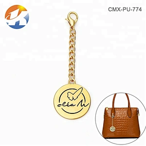 Lobster Clip Chain With Round Tag Custom Metal Logo For Handbags