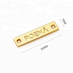 Bikini Swimwear Accessories Sewing Metal Logo Labels Gold Plated, Custom Label Metal Plates for Clothing Rectangle with 2 Holes