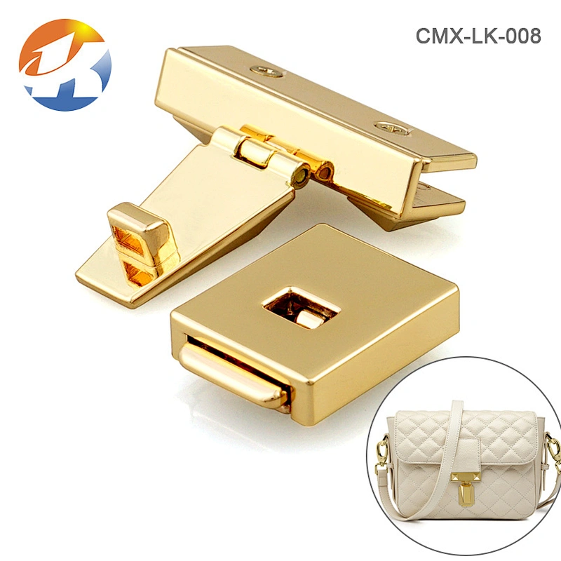 Eco-friendly Zinc Alloy Gold Metal Bag Accessories Lock