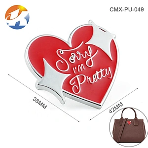 Fashion Handbag Hardware Heart Shape Metal Embossed Logo, Customized Person Metal Logo Tag for Bags