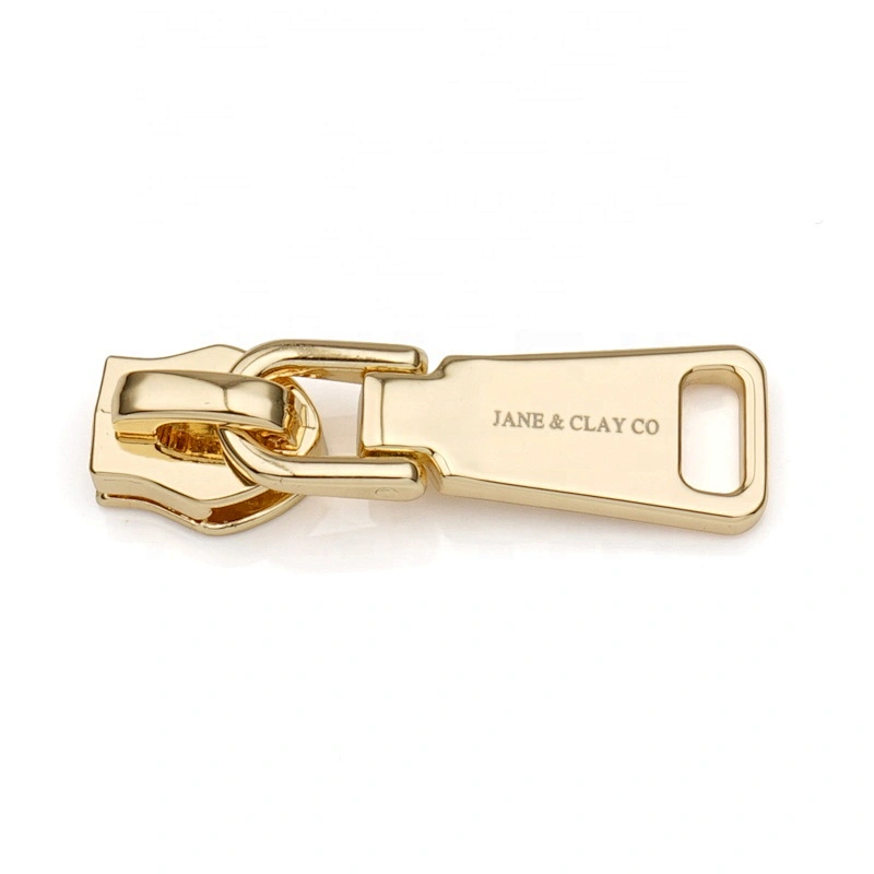 Custom Engraved Zipper Puller Charms, Gun Metal Brand Name Tag Metal Zipper Pull For Bags