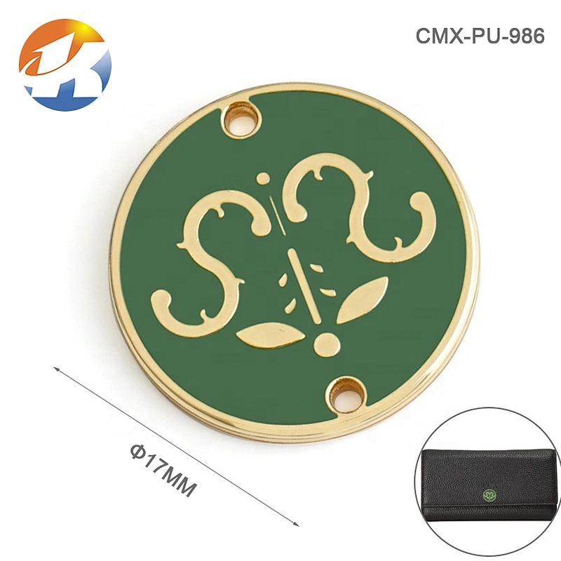 Design Round Shape Metal Cloth Tag with 2 Holes, Custom Sewing Metal Logo Label  for Garment