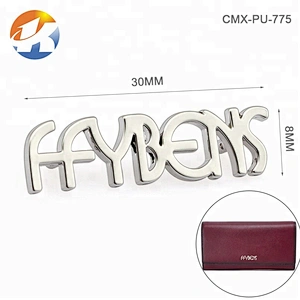 Design Engraved Logo with Claws Metal Plate, Bag Accessories Custom Small Metal Label Tag for Wallet^