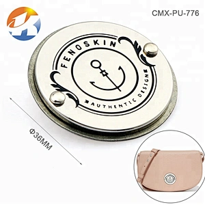 Antique Brass Round Metal Logo Tag for Bag, Custom Embossed and Engraved Logo Metal Label for Backpack