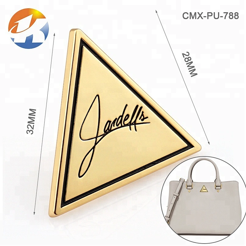 Round Gold Plated With Black Logo Rivet Fixed Metal Clothing Logos