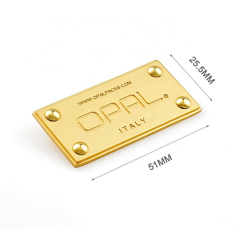 Bags Hardware Custom Gold Plated Metal Name Plate, Handbag Accessories Rectangle Metal Logo Label For Bag