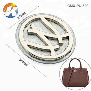 Antique Brass Round Metal Logo Tag for Bag, Custom Embossed and Engraved Logo Metal Label for Backpack