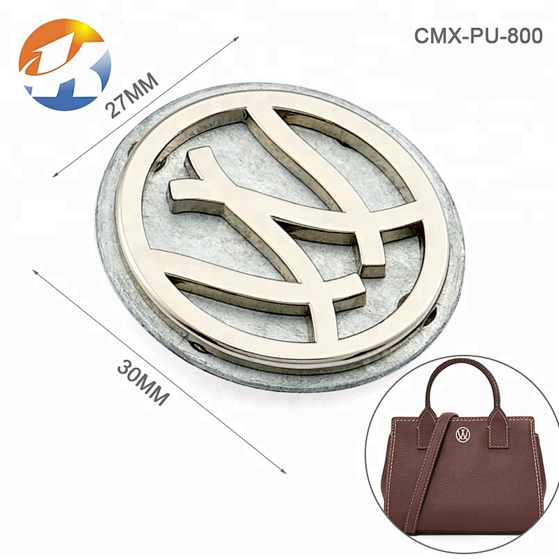 Antique Brass Round Metal Logo Tag for Bag, Custom Embossed and Engraved Logo Metal Label for Backpack