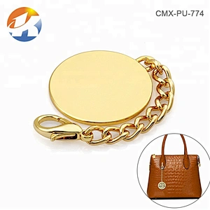 Lobster Clip Chain With Round Tag Custom Metal Logo For Handbags