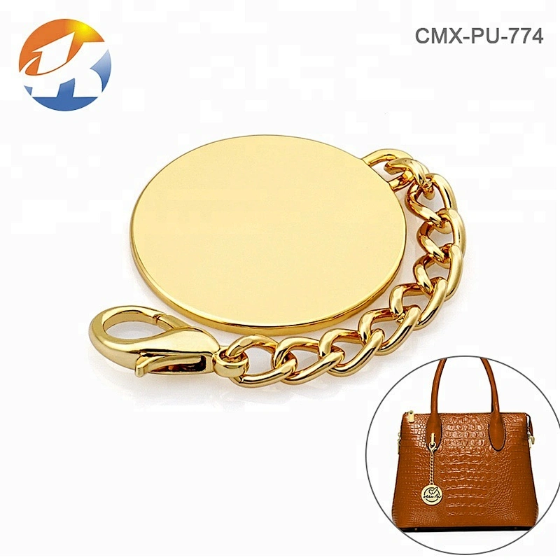 Lobster Clip Chain With Round Tag Custom Metal Logo For Handbags