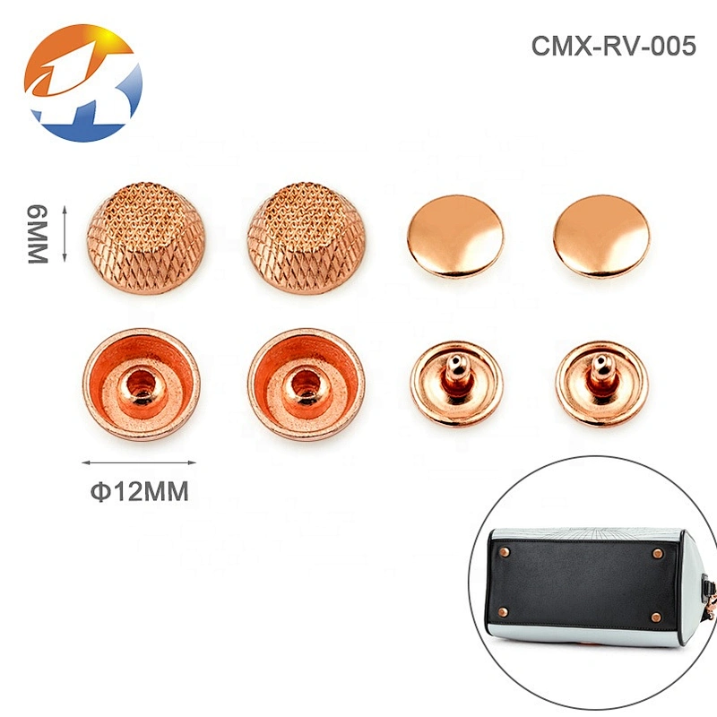 Zinc Alloy Gold Metal Stud Rivets For Bags, Wholesale Durable Nickel-free Handbag Feet