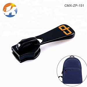 Custom Engraved Logo Black Metal Zip Puller for Bags, Zinc Alloy Metal Zipper Pull for Backpack