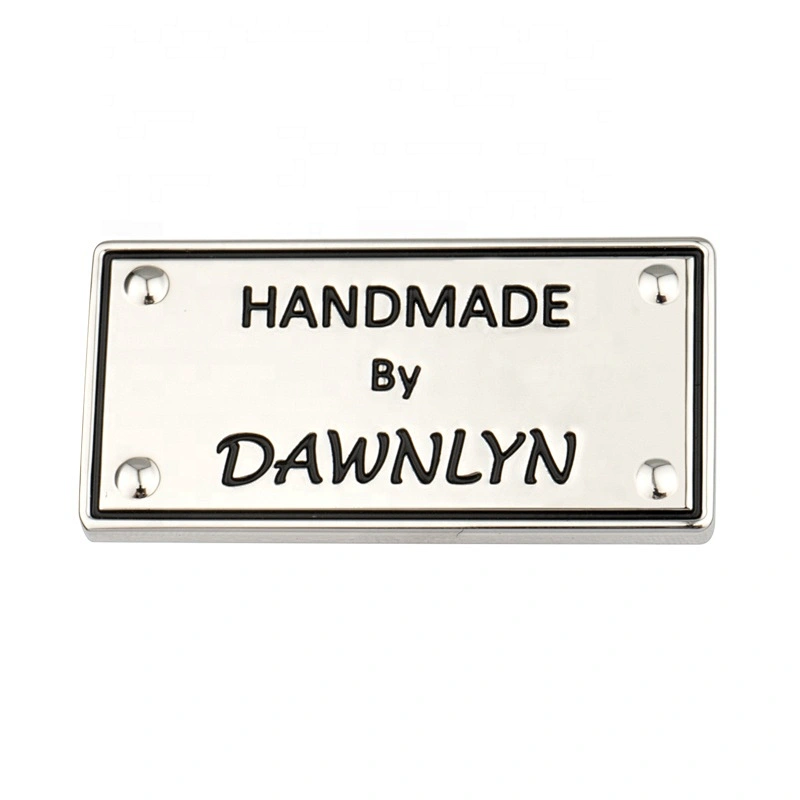 Design Handbag My Logo Engraved Metal Nameplate, Custom Metal Rectangle Metal Nameplate Brand Logo Label Handbags