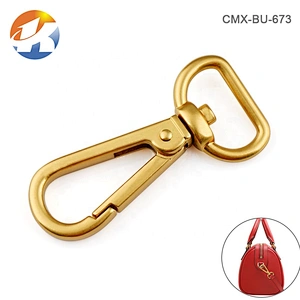 High Quality Custom 20mm Metal D Shape Tail Spring Snap Hook, Dull Gold Metal Spring Snap Hook for Handbag Strap