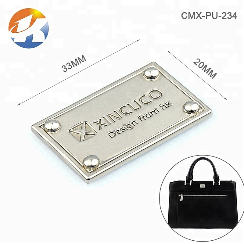 OEM Handbag Hardwear Brush Nickel Engraved Logo Metal