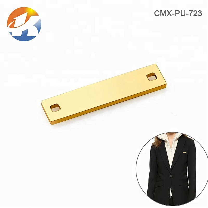 Bikini Swimwear Accessories Sewing Metal Logo Labels Gold Plated, Custom Label Metal Plates for Clothing Rectangle with 2 Holes