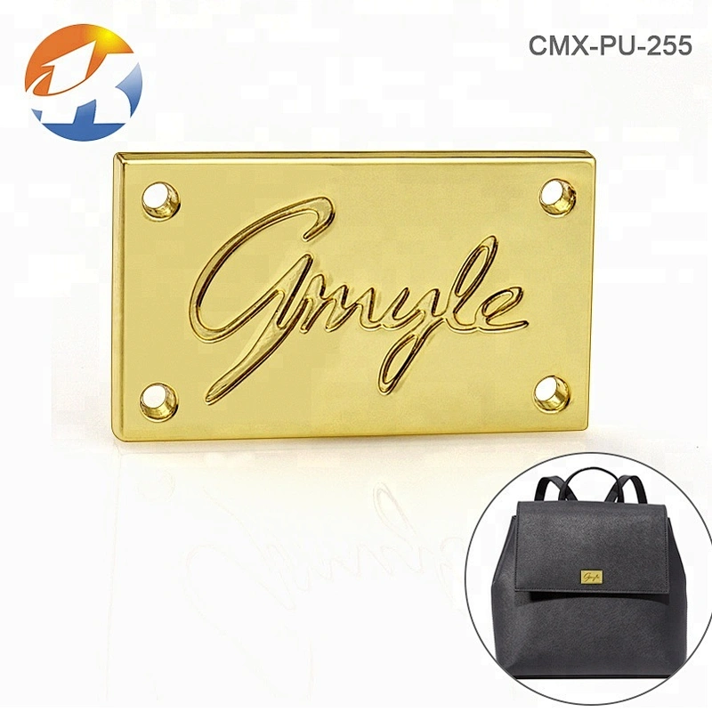 Bag Hardware Custom Metal Logo Rectangle Gold Plated, 17 Years Experience Design Fashion Metal Logo Labels Plate for Handbags