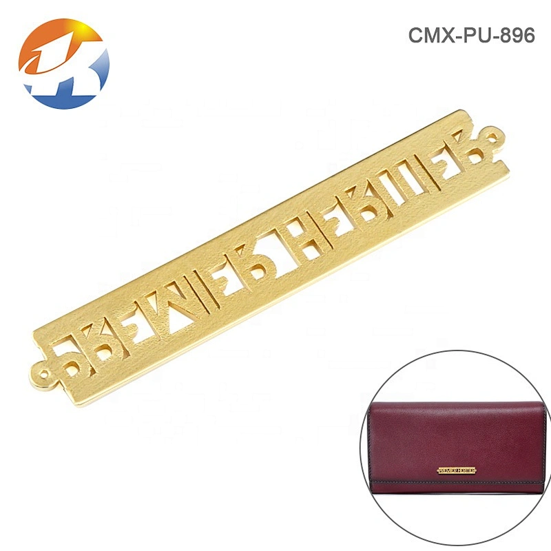 OEM ODM Handbag Hardware Brand Metal Nameplate Logo Gold Sewing Metal Letter Label For Bag