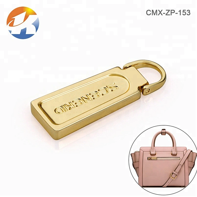 Professional Custom High Quality Bags Hardware Metal Gold Zipper Pull for Garment and Handbags