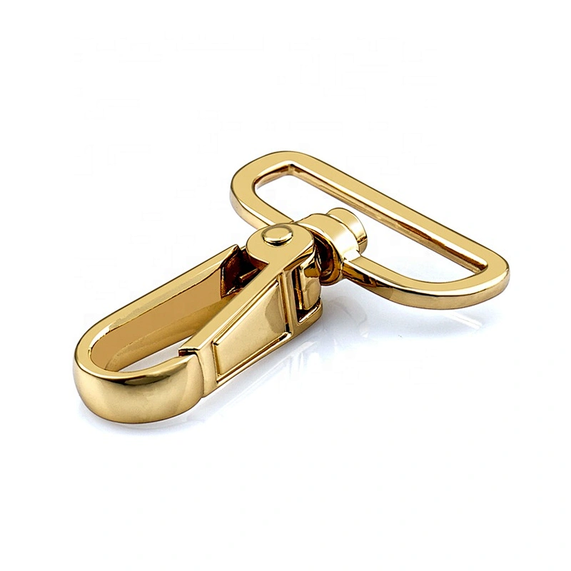 Wholesale Zinc Alloy 38mm Gold Plated Metal Spring Snap Hook for Bags, Durable and Nickel-free Metal Swivel Snap Hook