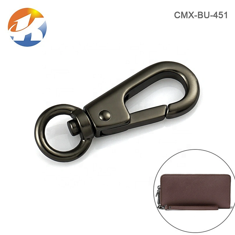 Wholesale Pearl Gunmetal Metal Keychain Spring Snap Hook, Zinc Alloy Metal Swivel Snap Hook for Purse