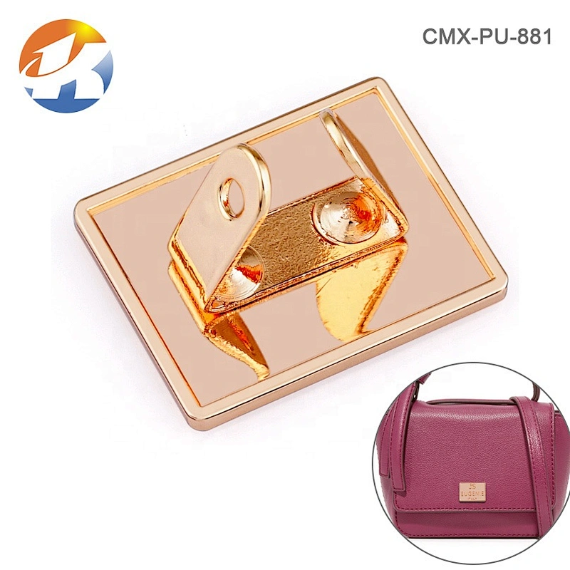 Factory Direct Custom Handbag Engraved Metal Logo Tag, Rose Gold Metal Name Label Plate for Bags