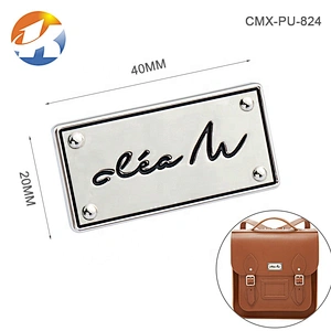 Custom Gold Embossed Logo Metal Label, Handbag Hardware Design Metal Nameplate