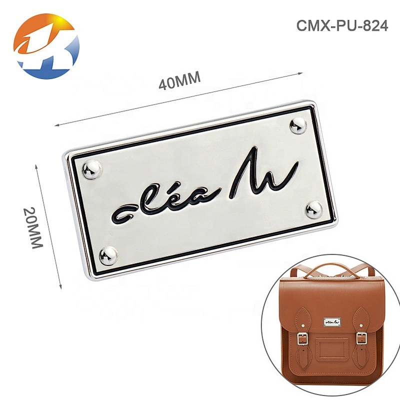 Custom Gold Embossed Logo Metal Label, Handbag Hardware Design Metal Nameplate
