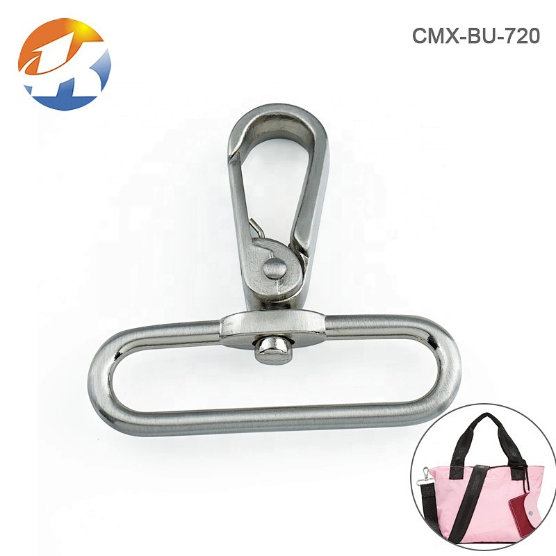 Factory Direct Wholesale 2 Inch Alloy Dog Metal Spring Snap Hook, Brushed Nickel Metal Snap Hook for Bag Strap