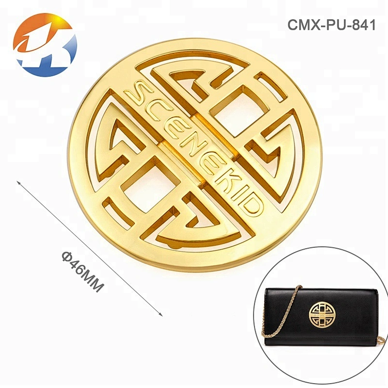 Bag Accessories Round Metal Name Tag with Engraved Logo, Custom Metal Logo Label for Handbags