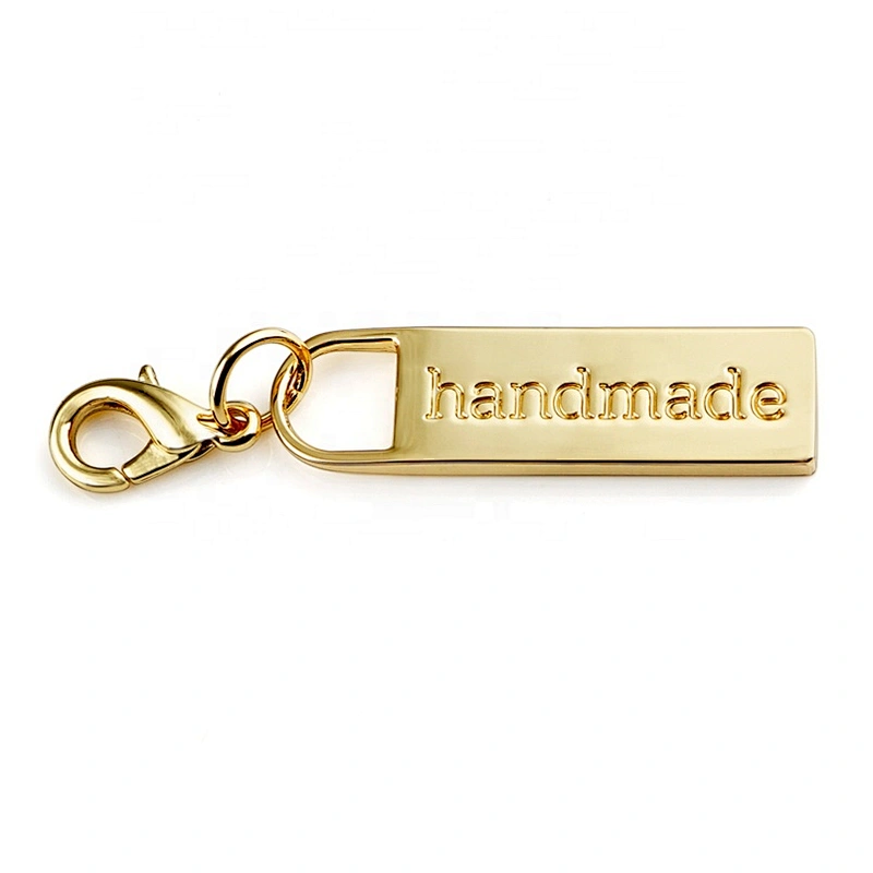Custom Wallet Zipper Pull With Laser Logo, Gold Plated Metal China Zipper Puller For Bag