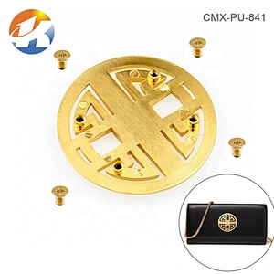 Custom Round Metal Tag with Hollow Logo, Handbag Hardware Gold Metal Logo Label