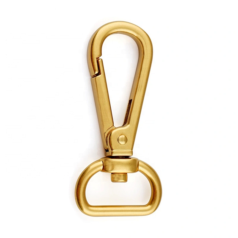 High Quality Custom 20mm Metal D Shape Tail Spring Snap Hook, Dull Gold Metal Spring Snap Hook for Handbag Strap