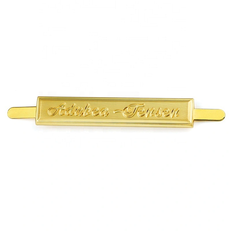 Bag Accessories Manufacturer Custom Metal Labels Plate for Handbags, Brushed Gold Metal Logo