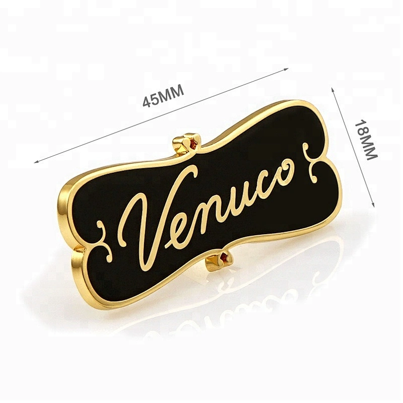 Fashion Gold Plated With Black Background Metal Logo Brand Handbag