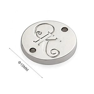 OEM ODM Garment Accessories Round with Holes Sewing Metal Name Tag, Custom Metal Logo Label for Clothing^