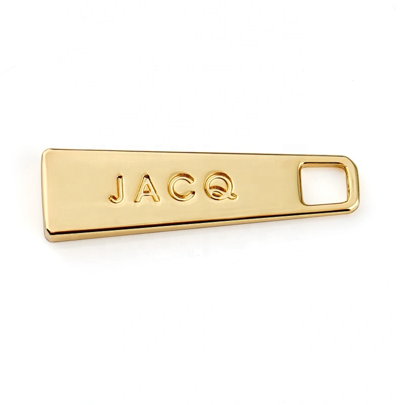 Handbag Hardware Custom Made Metal Zipper Puller, Gold Engraved Logo Metal Zipper Puller for Bag