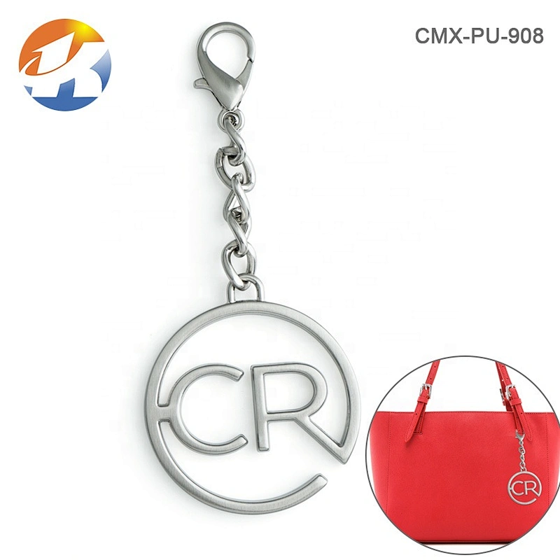 Bag Accessories Custom Handbag Metal Logo Tag, Round Metal Hang Logo with Chain and Clasp
