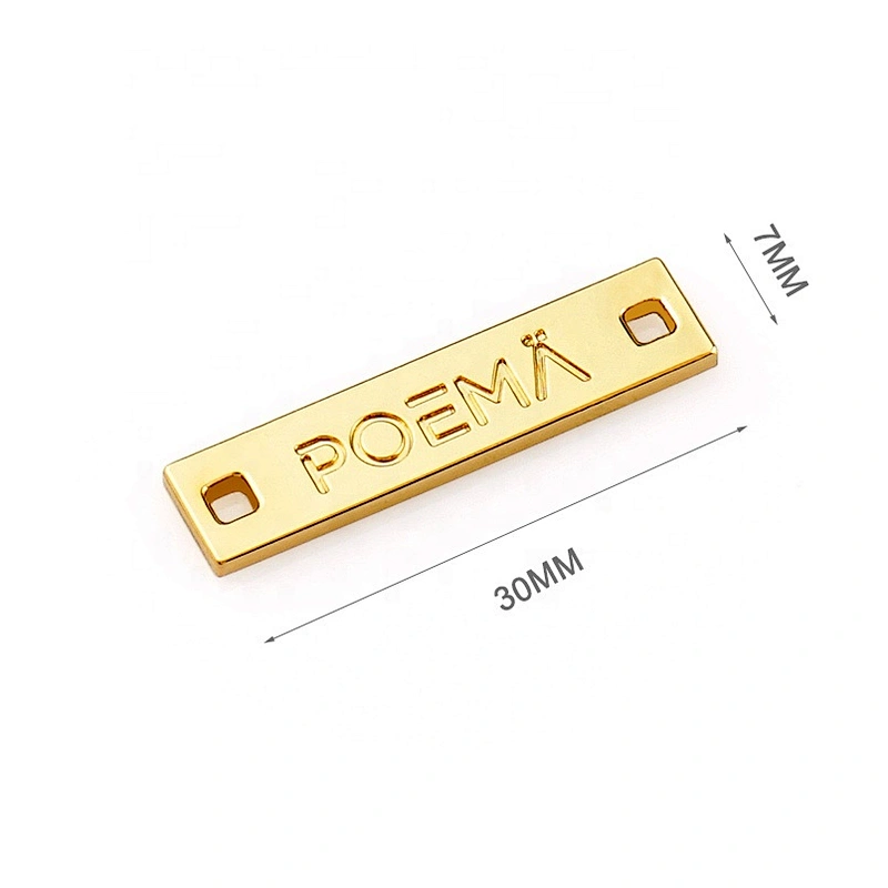 Custom Heart Shape with Engraved Logo Sewing Metal Clothes Label, Gold Metal Tags with Holes for Clothing