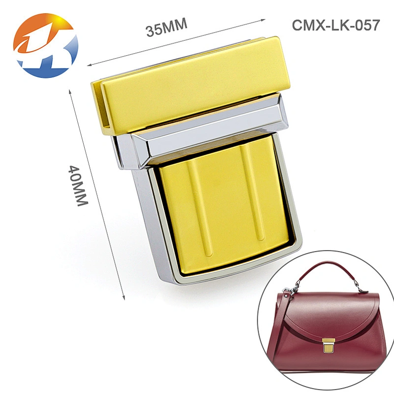 Popular Silver And Gold Double Colors Metal Push Bag Lock