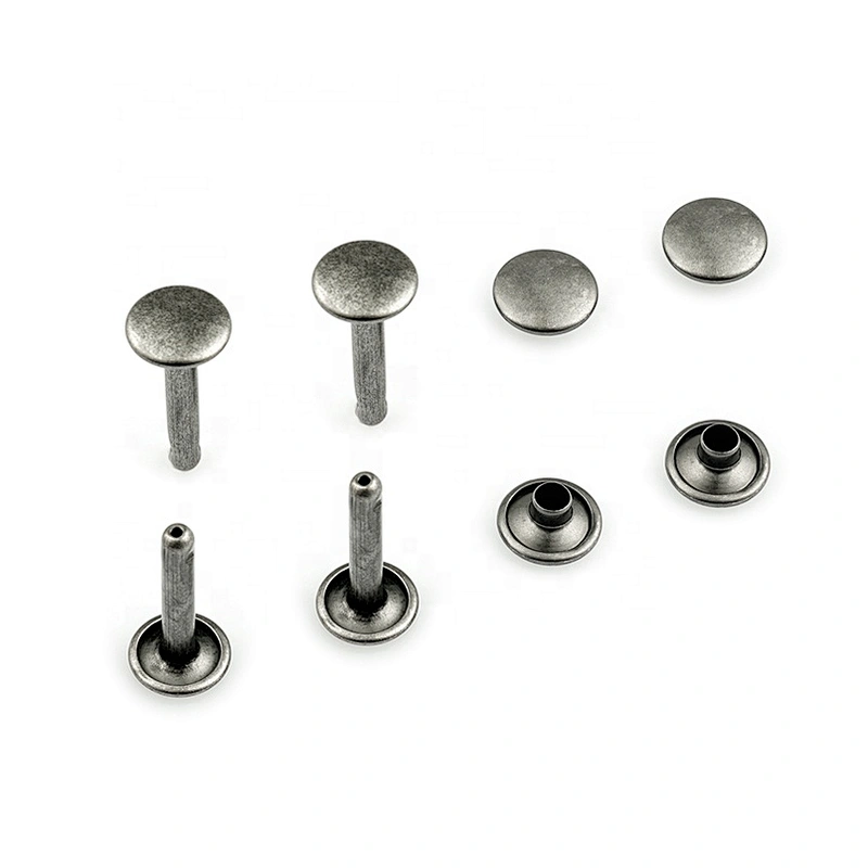 Wholesale 9mm Black Nickel Iron Double Head Cap Metal  Rivet For Garment