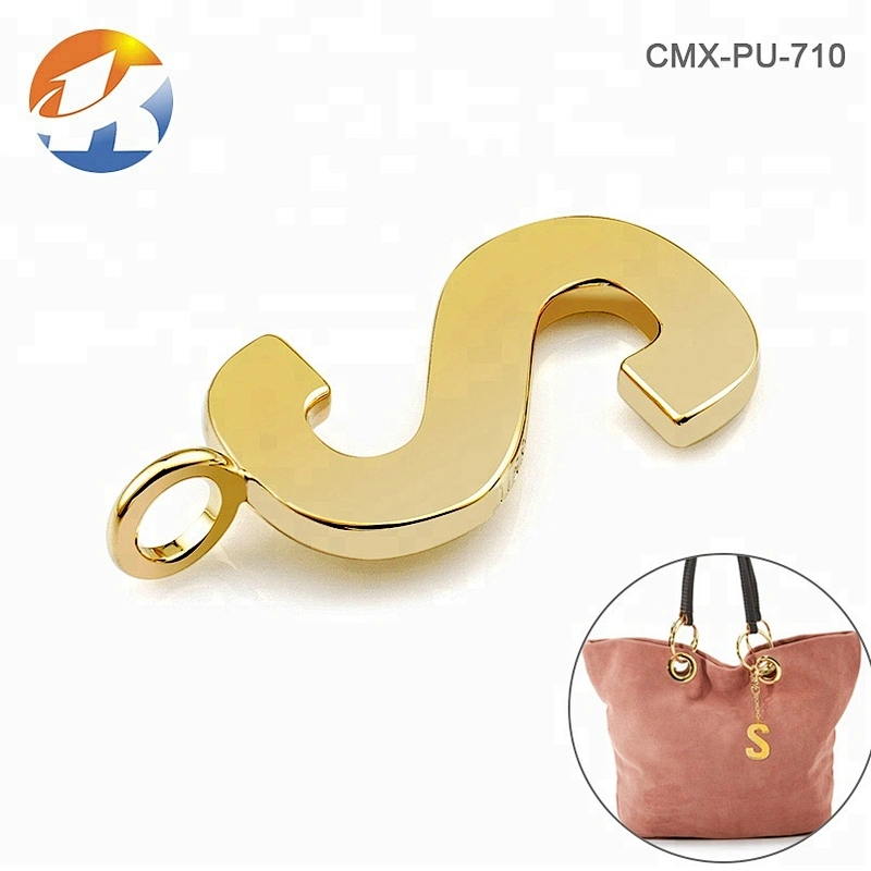 Custom Gold Metal Letter Brand Logo For Handbag