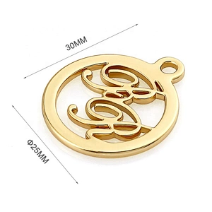 Custom Hanging Metal Logo for Handbags, Bag Accessories Design Round Shape with Hollow Logo Metal Tag