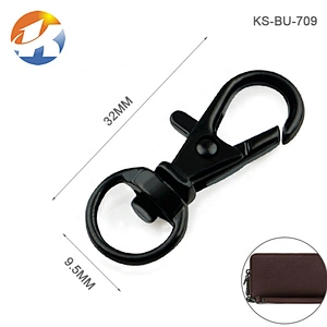 Wholesale 9mm Black Metal Hook for Luggage Strap, Custom Metal Small Snap Key Hook for Purse Bag